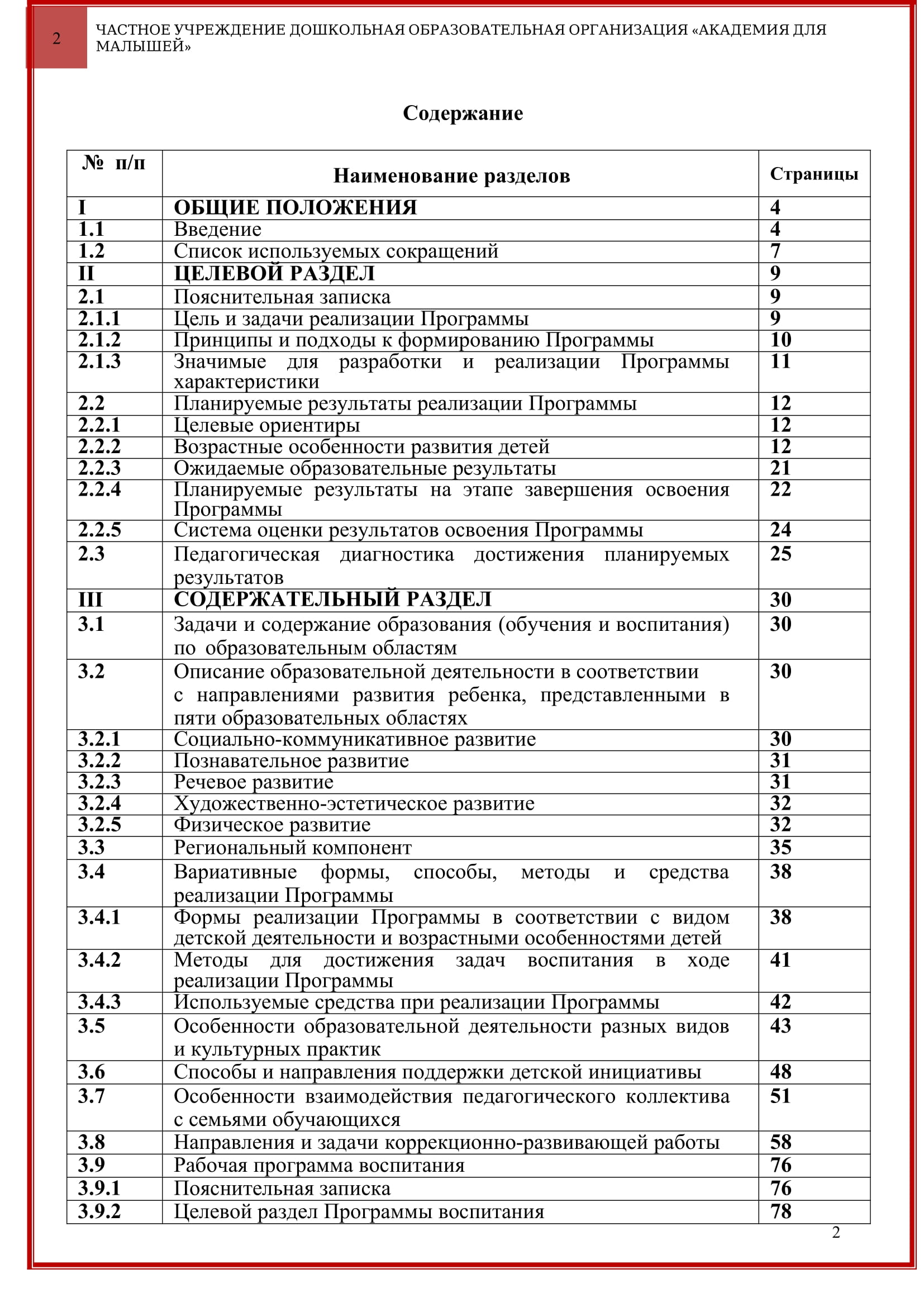 Программа ЧУ ДОО Академия для малышей